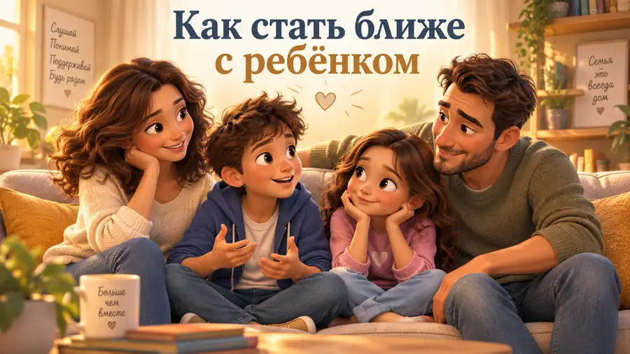 Мира, Макс и родители проводят время вместе дома и внимательно слушают друг друга